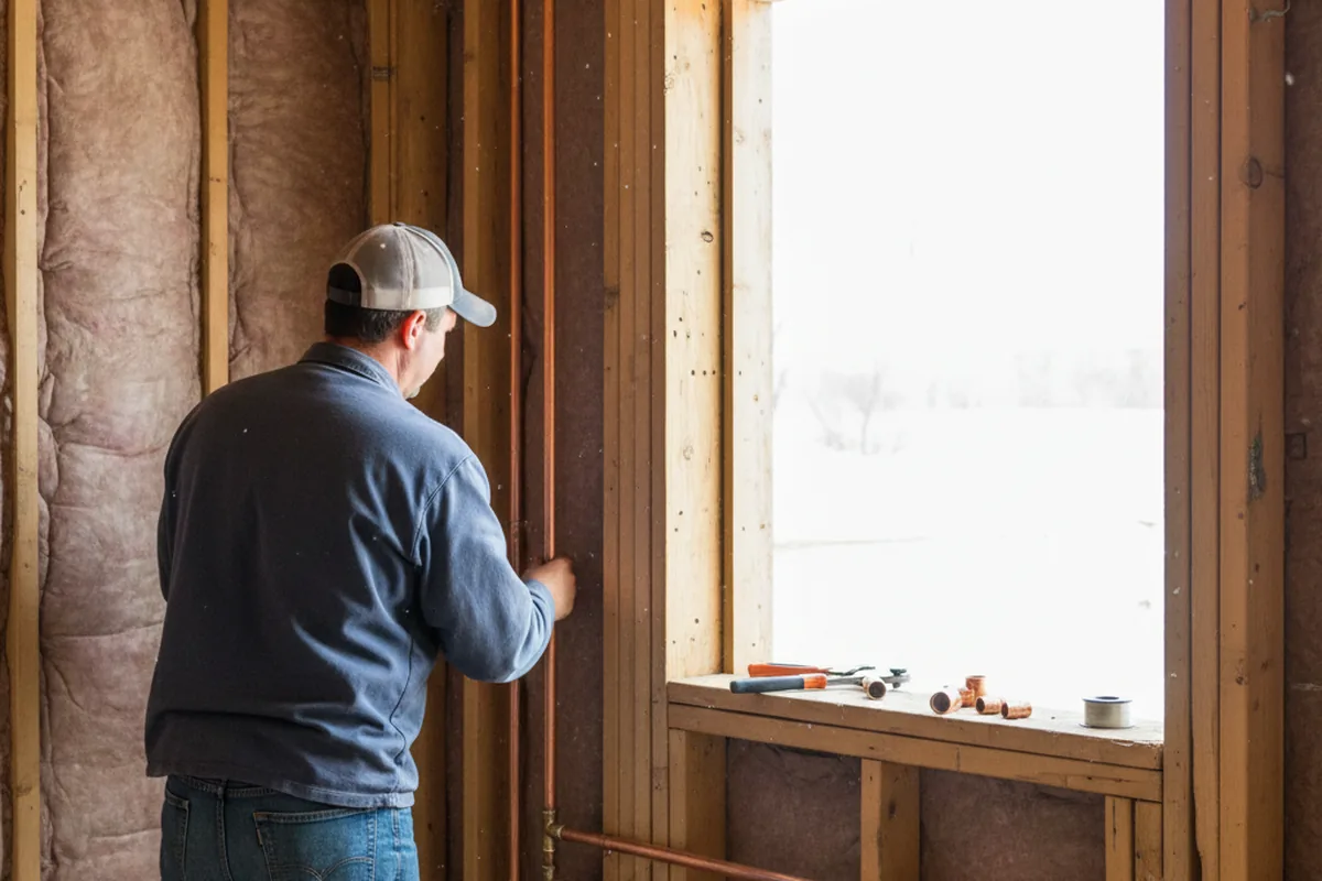 Licensed plumber running new copper supply lines in a Seymour home