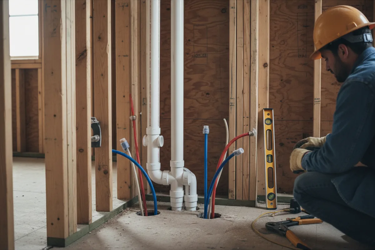 Drain and supply rough-in during Toilet Repair and Installation in Seymour